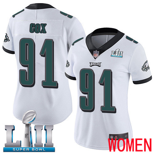 Women Philadelphia Eagles #91 Fletcher Cox White Vapor Untouchable NFL Jersey Limited Player Super Bowl LII->women nfl jersey->Women Jersey